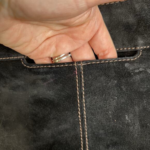 HOBO International Pier Black Suede Leather Crossbody Shoulder Bag Convertible - Picture 7 of 15